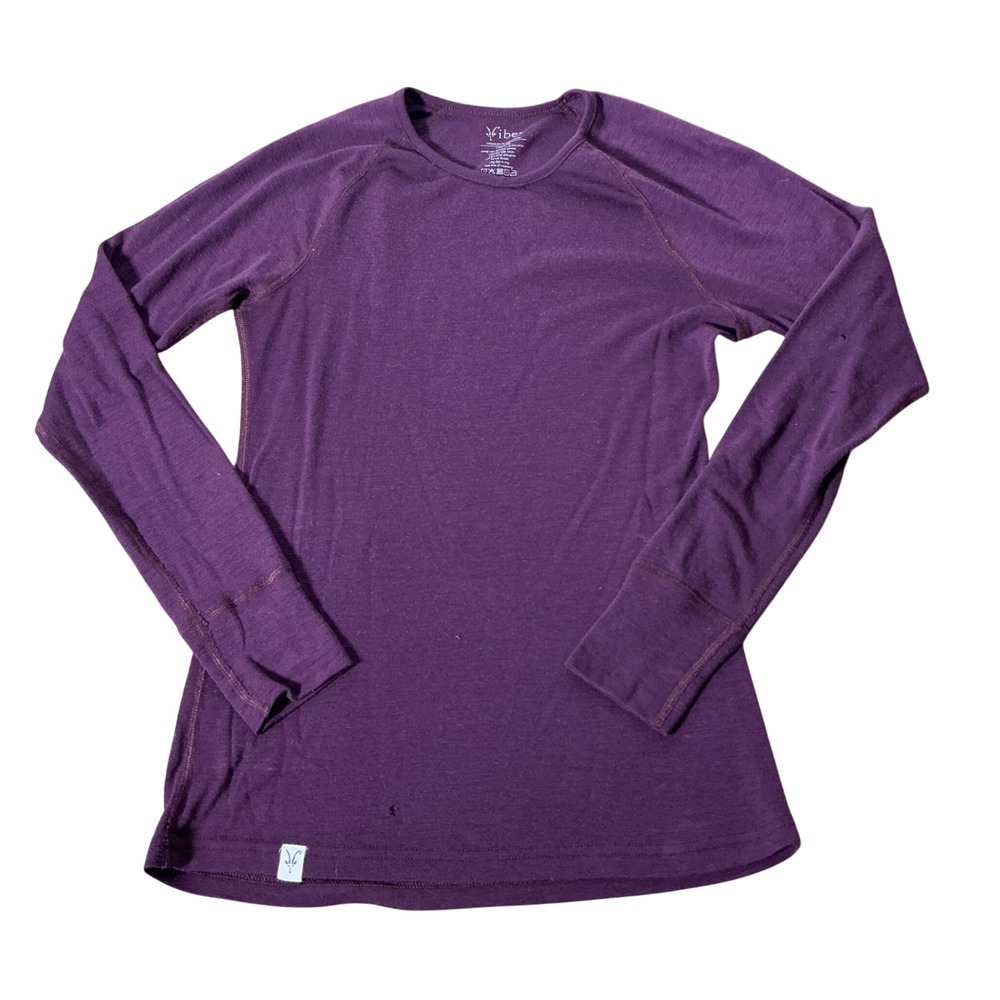 Ibex Merino Wool Base Layer Top Womens Medium Purple Long Sleeve Hiking Thermal
